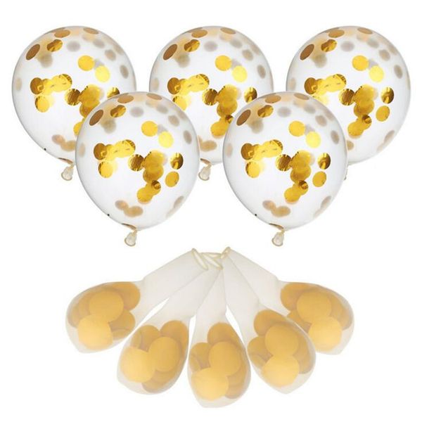 

10pcs gold confetti balloons 12 inches party balloons with golden paper confetti dots for party decorations wedding decorations