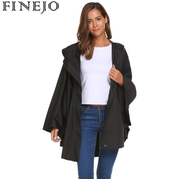 

finejo autumn jacket women batwing sleeve hooded cloak raincoat outwear loose coat fashion casual new 2017 11, Tan;black