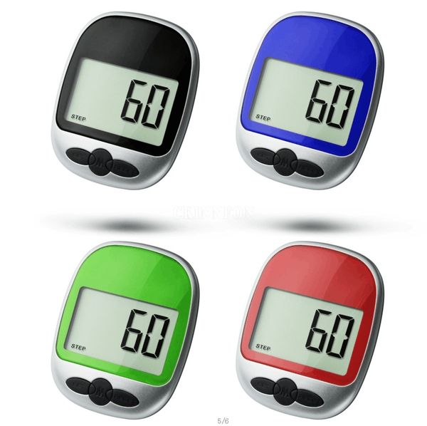 

dhl 100pcs lcd run step pedometer walking distance calorie kilometer miles counter passometer large screen color