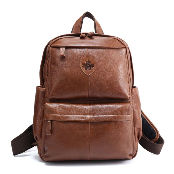 

zznick cowhide first layer knapsack male computer bag school bags vintage genuine leather rucksack men backpack 3912