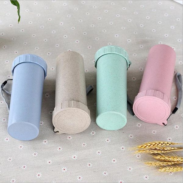 

candy color mini colorful wheat straw water bottle with string sport office school bottles leakproof healthy kid bpa kettle