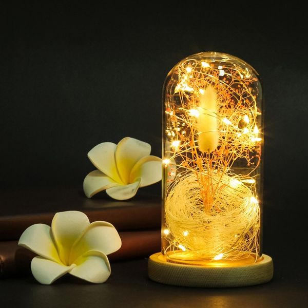 2019 Flower In A Glass Led Night Light Gypsophila Flower Vase With