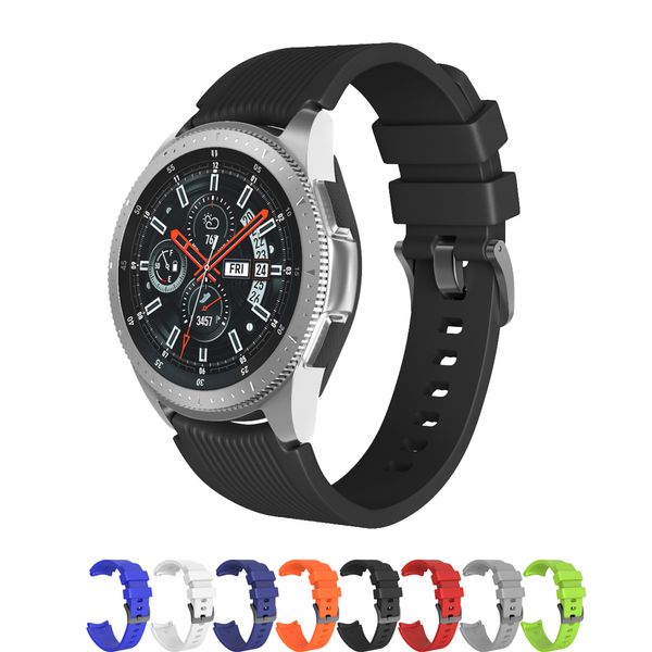 

20mm 22mm silicone watchband for samsung galaxy watch 46mm 42mm striped bracelet band rubber strap for sm-r800 sm-r180, Black;brown