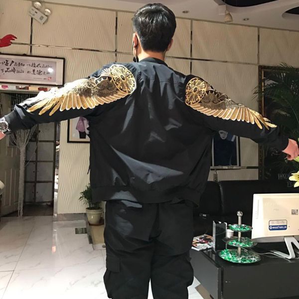

new spring black embroidery bomber kanye jacket men streetwear brand-clothing designer high street jacket, Black;brown