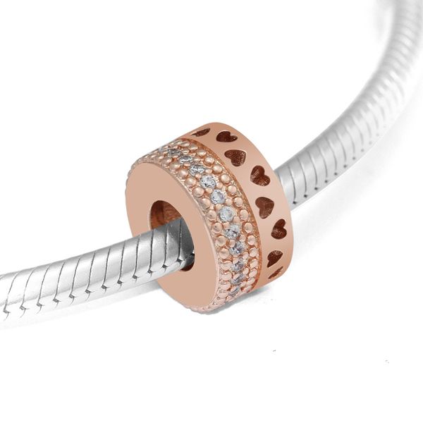 

2018 summer 925 sterling silver jewelry rose hearts charm beads fits bracelets necklace for women jewelry making, Bronze;silver