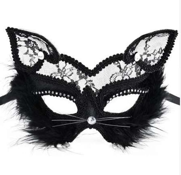 

19* 8cm fox masks lace cat mask pvc black white women venetian masquerade ball party mask performance fun masks