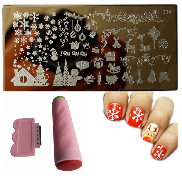 

3pcs/lot christmas stamping 1 nail art image plate+1 2-sides stamper scraper knife set halloween theme diy stamp template jw116, White