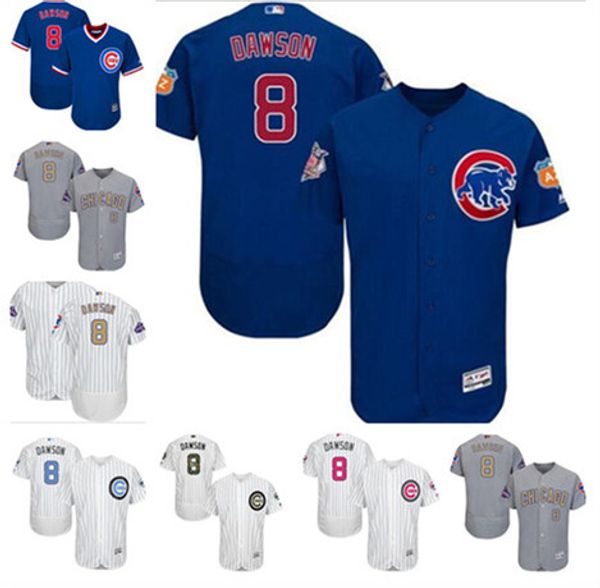 

wholesale men women youth majestic custom cubs jersey #8 andre dawson home blue grey white glod kids girls boys champions baseball jerseys, Blue;black
