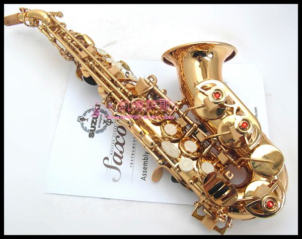 SUZUKI Strumenti musicali Soprano B(B) Tune Sassofono Bottoni in si bemolle perlato di alta qualità Sax in ottone placcato oro con custodia e accessori