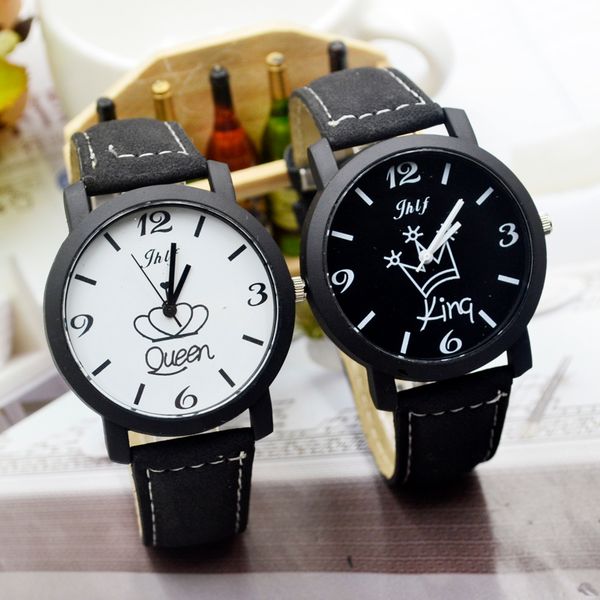 

new black and white lovers watch female soft belt retro student table leisure men and women waterproof watch fashion trend, Slivery;brown