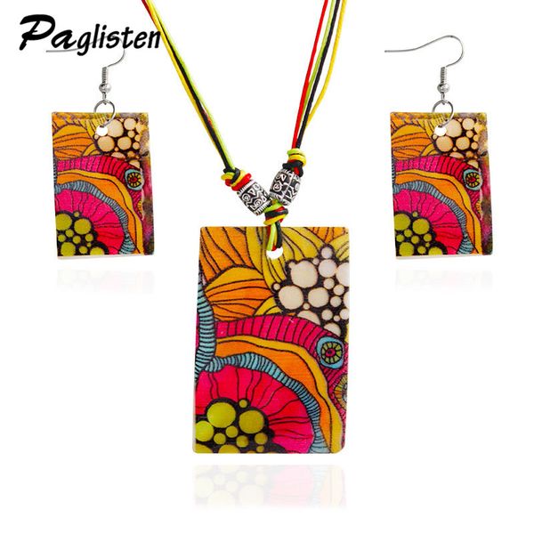 

fashion 5 colour geometric figure shell painted owl flowers jewelry set women earrings & pendant necklace jewelry set for female, Silver