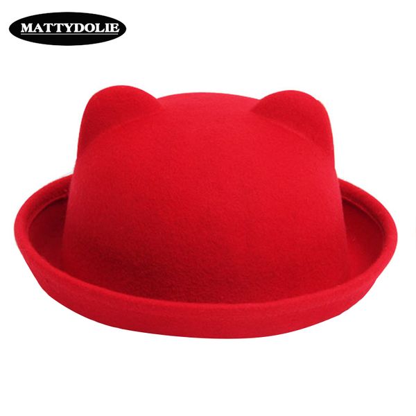 

mattydolie hats girls fedora hats fall winter cat ears dome curls kids lovers couples men, Blue;gray