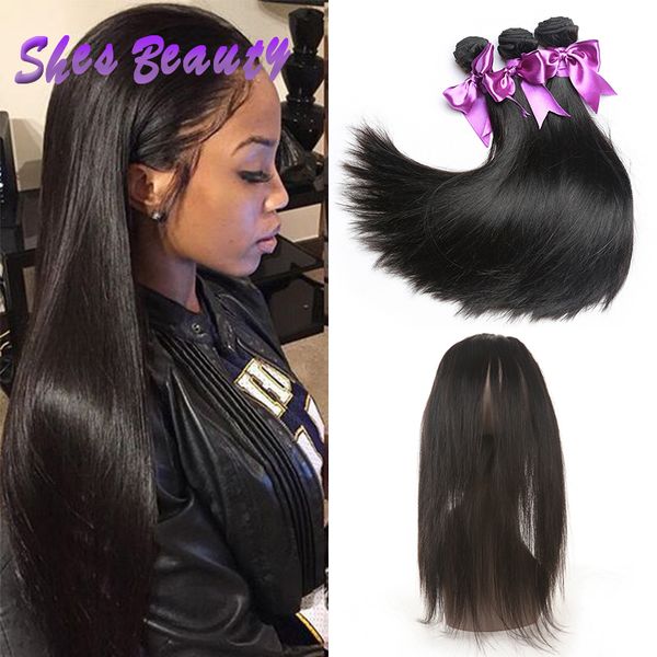 2019 Shesbeauty Brazilian Human Hair Bundles With 360 Lace Frontal