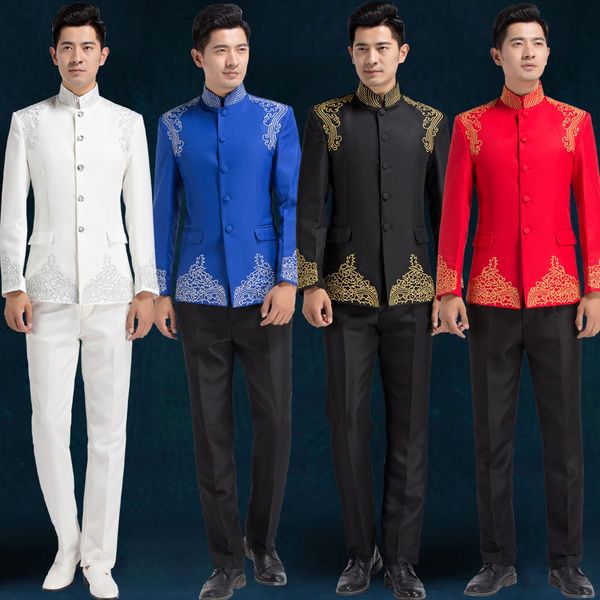 Chinesischer Stil, bestickter Tang-Anzug, Herrenkostüm, Vintage-Muster-Outfit, traditionelle chinesische Tunika, ethnische Kleidung für Herren
