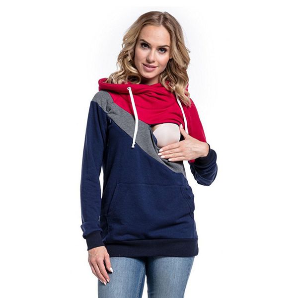 

tees splicing breastfeeding sweater pregnancy clothes pregnant maternity womens clothing nursing nurse clothing t-shirt, White
