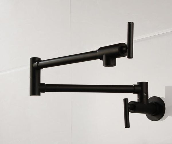 

brass matte black kitchen faucet single handle pot filler faucet swing spout wall mount cold bathroom tap sf777