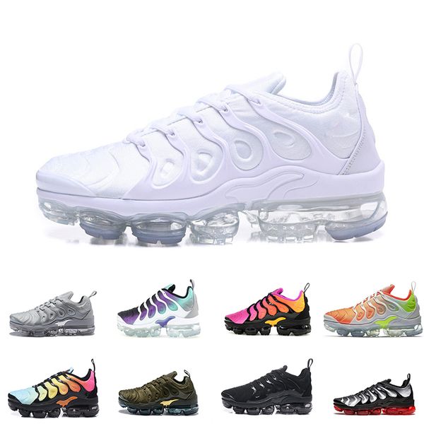 

2018 TN Men Running Shoes Photo Blue Cargo Khaki Triple White Men's Sports Trainers Silver Gradient Sherbet Athletic Sneakers