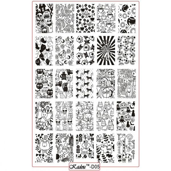 

1pcs 9.5x14.5cm kadou series design stamp image nail art templates diy cartoon animal halloween image nail stamping plates kd05#, White