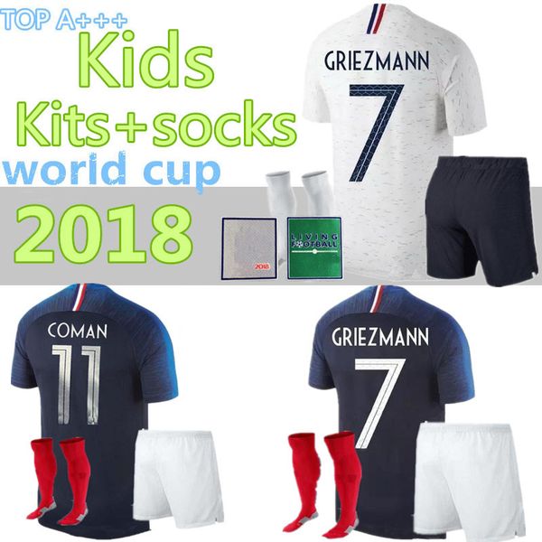 

2018 world cup kids kit + socks soccer jersey dele 18 19 3a+ payet pogba griezmann kante matuidi mbappé coman jer, Black