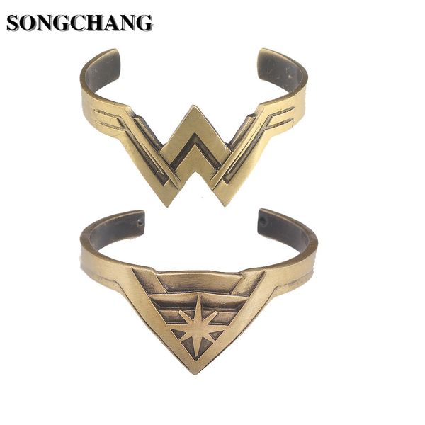 

10pc/lot marvel movie wonder women bracelet antique bronze pulseiras bangles superhero bracelet pulseras mujer, Black