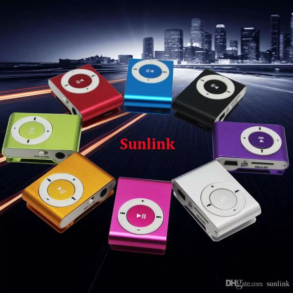 

mini clip mp3 player with tf micro sd card slot support 1-8gb multi colors ale with crystal box + charging cable + earphone