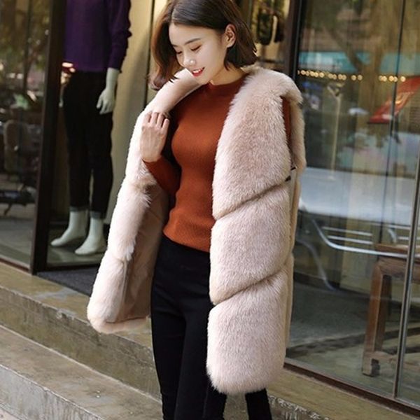 

faux fur coat winter waiscoats fur vest female jackets women 2018 new casual warm slim sleeveless faux fashion streetwear, Black