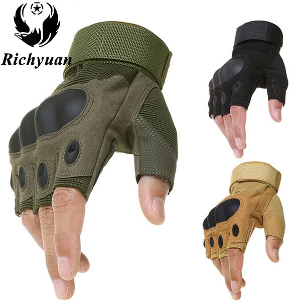 

tactical fingerless gloves army shooting paintball bicycle motorcross combat hard knuckle half finger gloves, Blue;gray