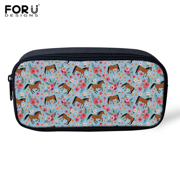

forudesigns cosmetic bag children pencil case flowers horse printed makeup bag organizer for girls capacity toiletry pen