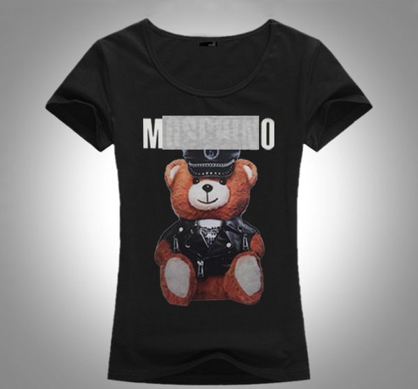 

2018 new brand ummer top fa hion tee women vogue bear printed harajuku t hirt black white female t hirt cami a tee ladie t hirt mo61