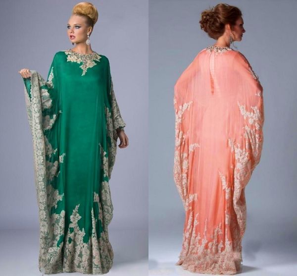 Nuovi abiti da sera arabia di chiffon kaftan dubai per le maniche lunghe applicazioni in pizzo in pizzo abitato musulmano di abiti da sposa plus size dh4133