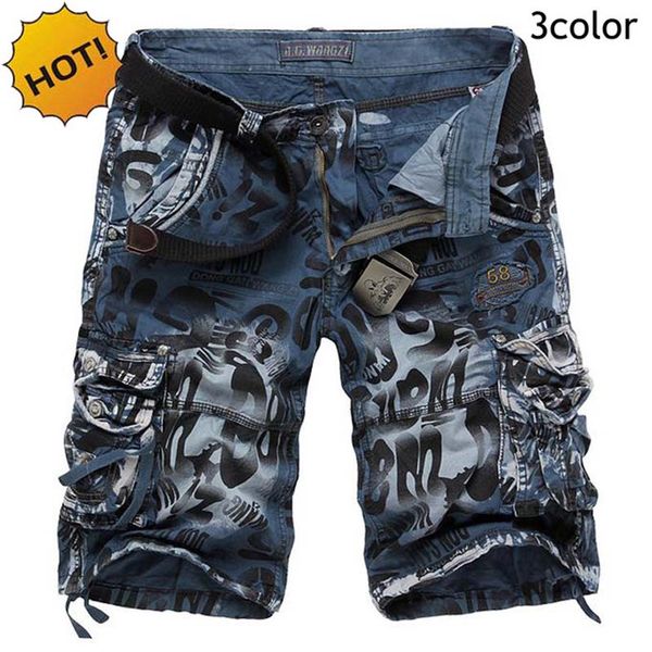 

2018 summer tooling shorts male hip-hop cotton loose camouflage multi-pocket beach bermuda masculina casual shorts, White;black