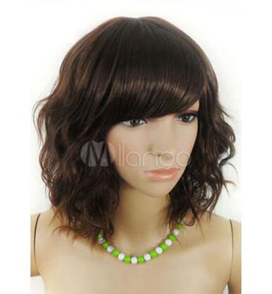 

human hair fashion natural women's medium wave black fashion wig new style, Black;brown
