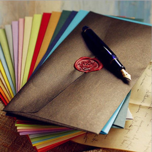 

5pcs/lot metal shinning looking thick paper envolope colorful envelopes set fit for wax seal 7 colors for your choice