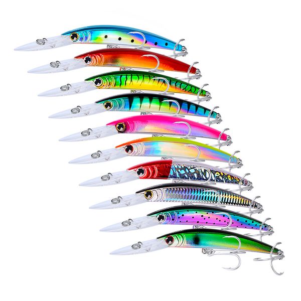 

new artificial abs plastic laser jerkbait fishing lure 17g 27cm 3d eyes ps painted long tougn swimbaits