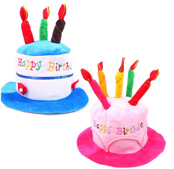 

happy birthday cake party hat plush novelty cap candles hats children birthday party christmas new year