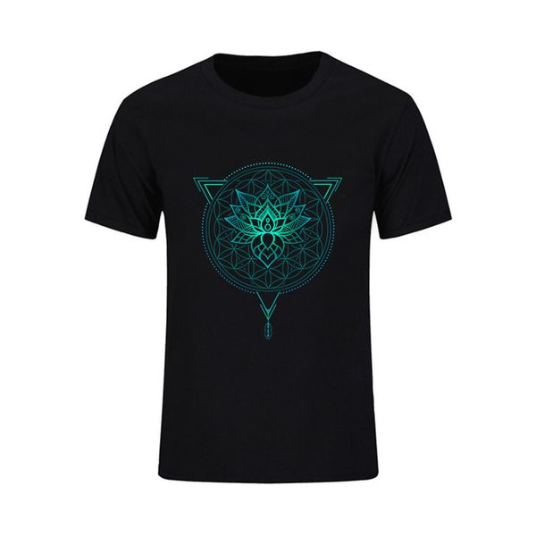Acheter Lotus Fleur De Vie Mandala En Géométrique Triangle Dété T Shirts Hommes T Shirts 2018 Célèbre Marque De La Mode T Shirts Hommes Tops Tee De