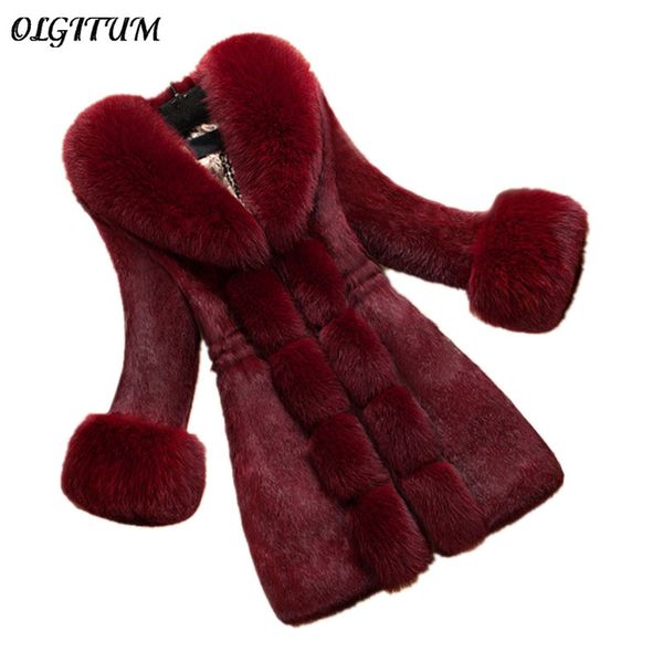 

hot! fur coat 2017 new fashion women winter overcoat fashion faux coat with collar female outerwear female plus size, Black