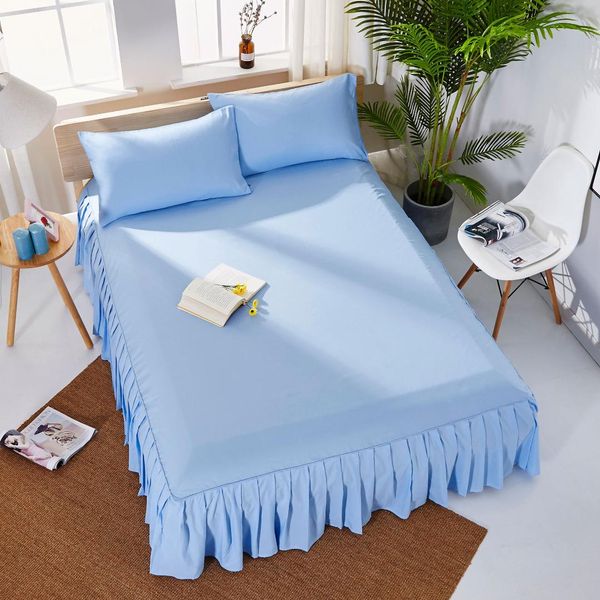 

l home polyester skirt bed covers 9 colors emf protection 4 size coverlets ruffle pastoral style duvet cover fit bedspread