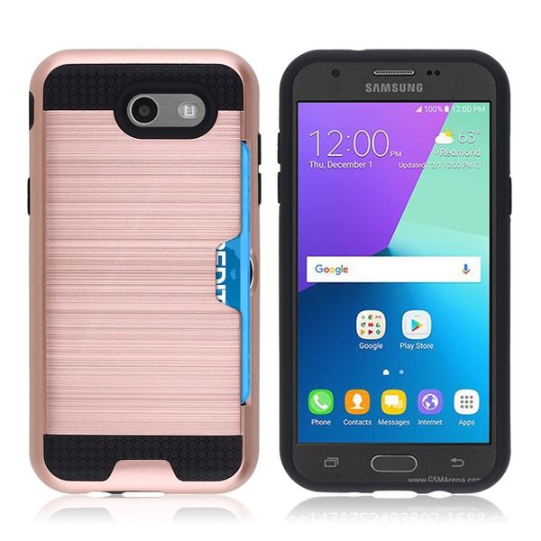 Para iPhone XR XS max 8 7 6s Funda de armadura híbrida Funda protectora de metal Funda con tarjetero A8 2018 J3 J7 LG G6 Aristo X Power 2