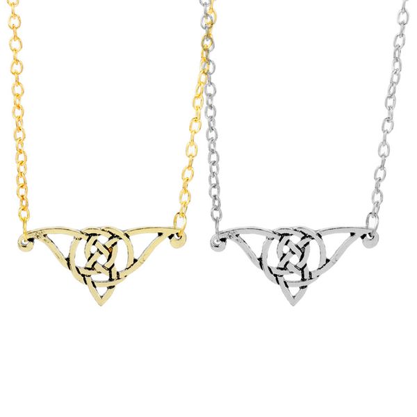 

hanchang irish knot celtics delicate necklace for women alloy pendants necklaces link chain choker charms jewelry collares, Silver