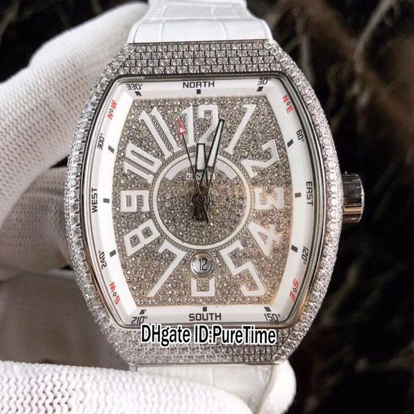 Vanguard Watch New Vanguard V45 SC DT Black Pxl Стальная алмазная рамка белая внутренняя серебряная алмазная диска автоматические мужские часы белая кожа резиновая резина Cool F125A1