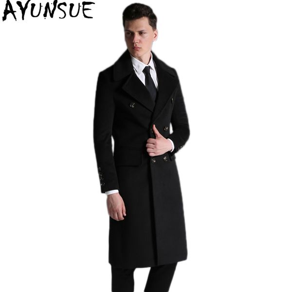 

ayunsue winter coat men plus size black woolen coat man jacket 5xl 6xl mens overcoat coats male casaco masculino inverno kj250
