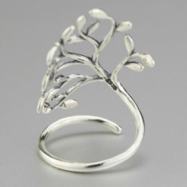

luxury jewelry s925sterling silver rings for women leaves tree open rings simple hot fashion free of shipping
