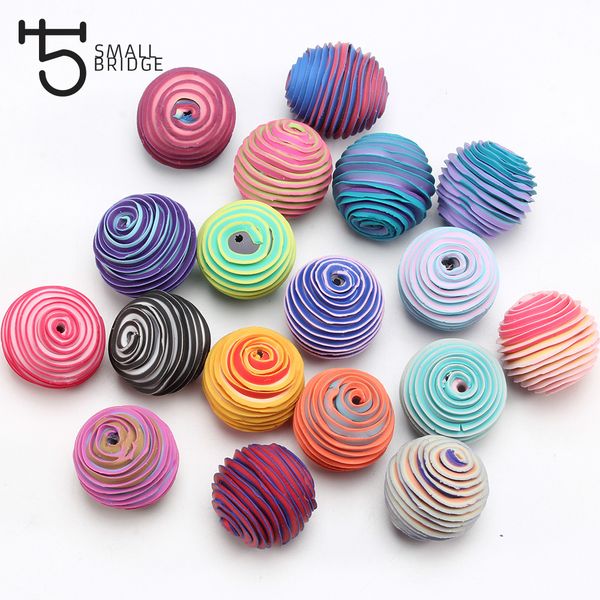 

20mm big round polymer clay jewelry making diy handmade spacer perles random spiral pattern fimo wholesale u202