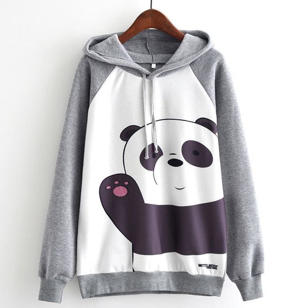 

Woman Sweatshirt Panda Say Hello Print Women Hoodie Long sleeve Sweatshirt Hoody Tops Jacket Jumpers Clothes