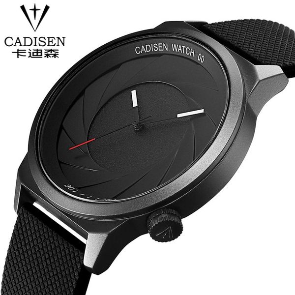 

2018 cadisen black silicone srtap men sport wristwatch fashion super thin dial watch male clock relogio masculino, Slivery;brown