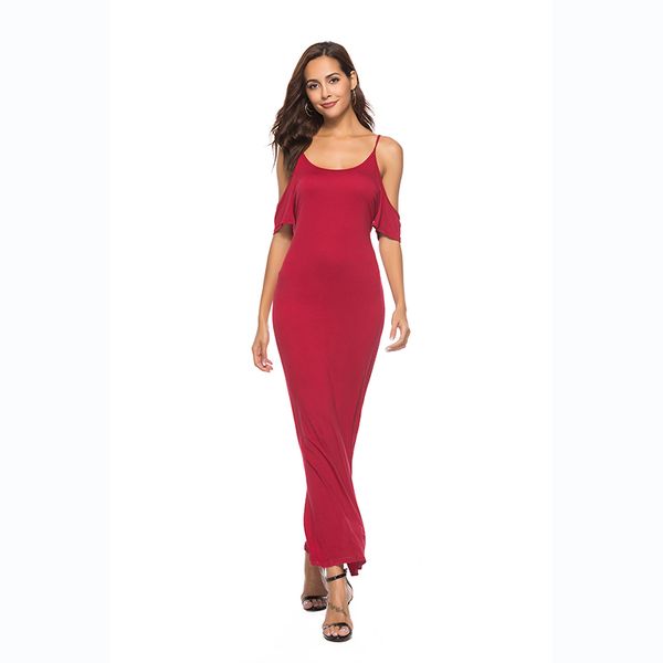 

2018 summer dress women elegant clothes plus size vestido off shoulder pure maxi long boho modis lady braces a line dresses, Black;gray