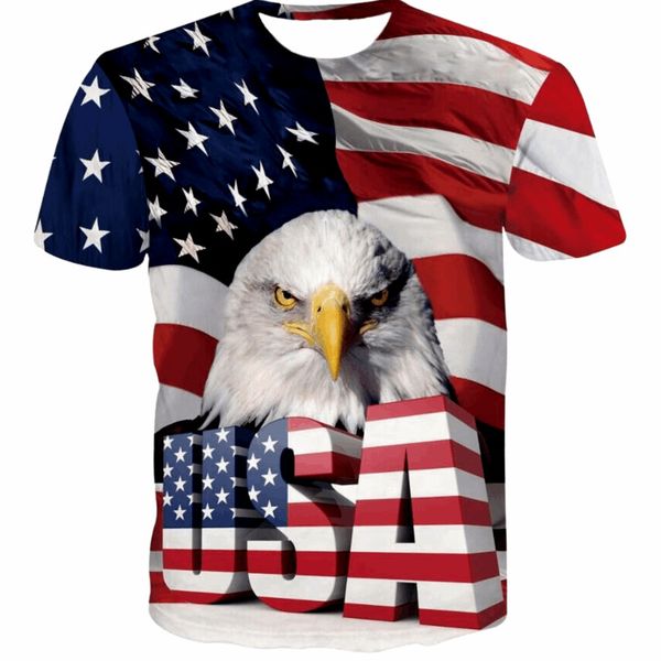 

Conmotion 3d Short Sleeve T Shirt Eagle Print Casual Tops US Flag Design Fashion Mens Summer Clothing Plus Size XXS-4XL