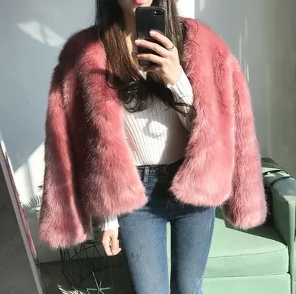 

2018 new style high-end fashion women faux fur coat s40, Black