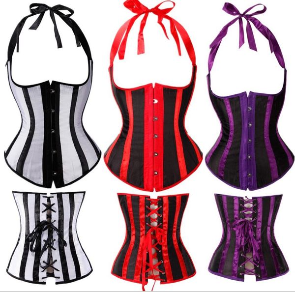 

stripe corsets satin underbust corset and bustiers women women waist shapers everyday waist cinchers slimming shapewear, Black;white
